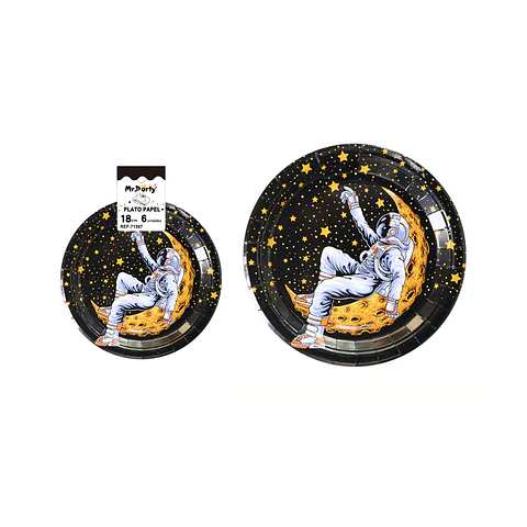 Platos de papel astronauta galáctico 18cm 6pcs