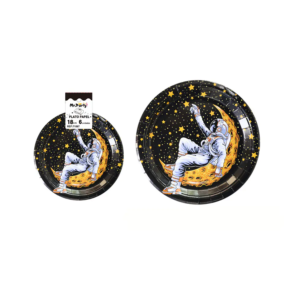 Platos de papel astronauta galáctico 18cm 6pcs 1