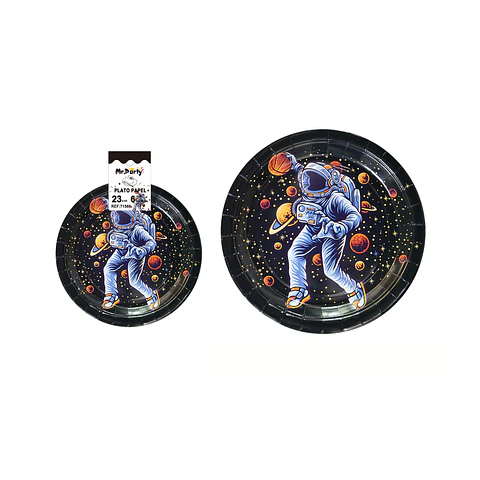 Platos de papel astronauta galáctico 23cm 6pcs