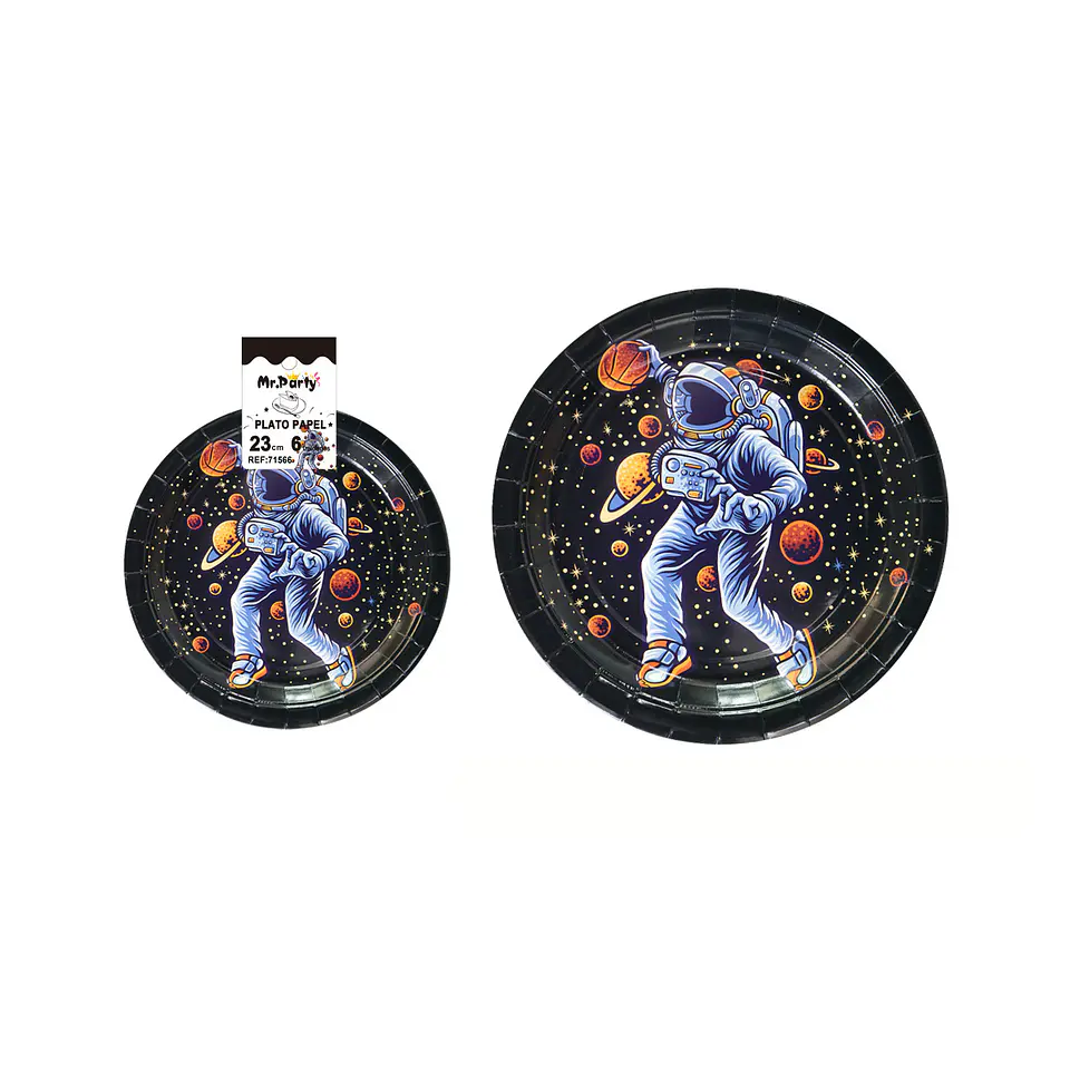 Platos de papel astronauta galáctico 23cm 6pcs 1