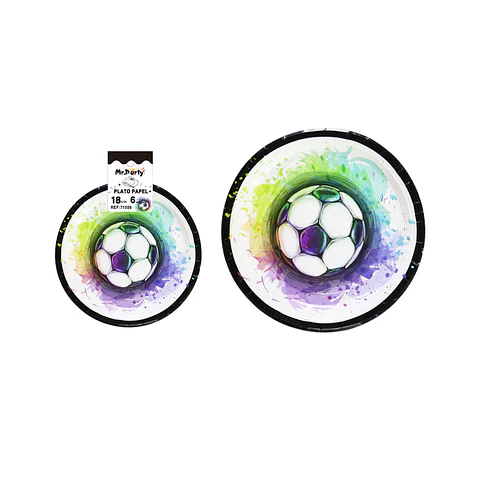 Platos de papel fútbol fantástico 18cm 6pcs