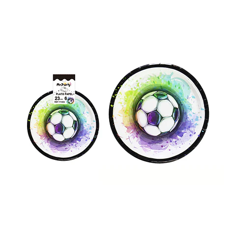 Platos de papel fútbol fantástico 23cm 6pcs