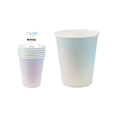 Vasos de papel color arcoíris 6pcs