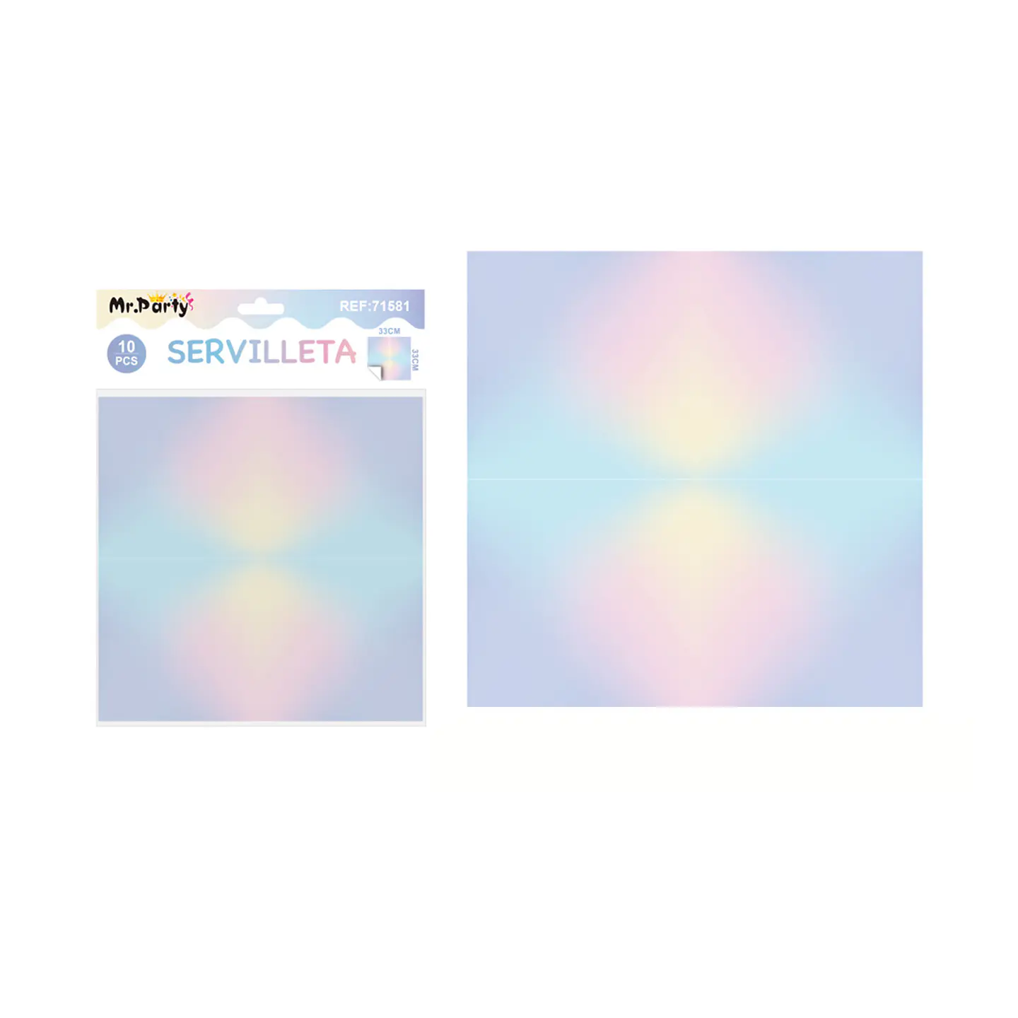 Servilletas neón color arcoíris 33*33cm 10pcs 1