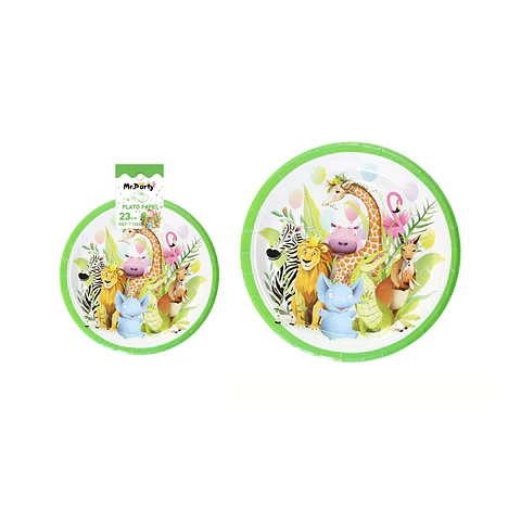 Platos de papel zoológico mágico 23cm 6pcs