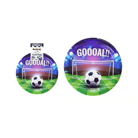 Platos de papel fútbol 23cm 6pcs