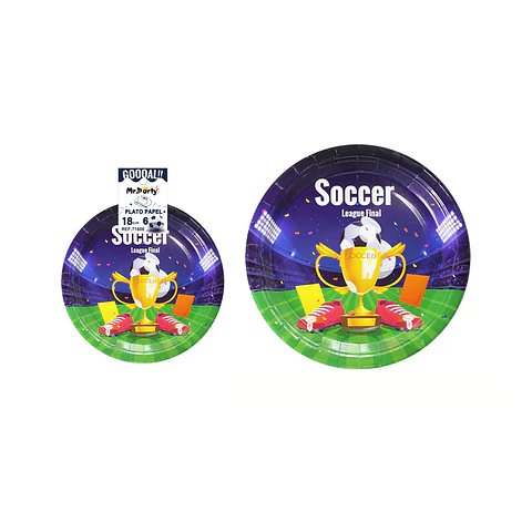 Platos de papel fútbol 18cm 6pcs