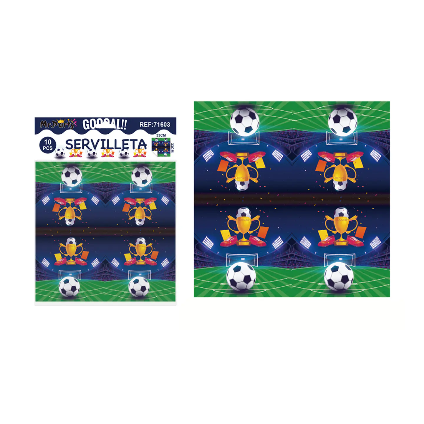 Servilletas fútbol con trofeo 33*33cm 10pcs 1
