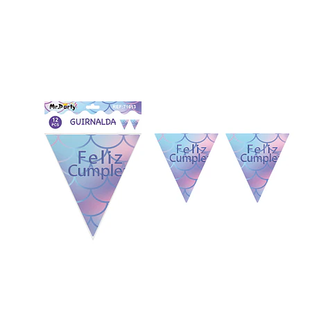 Banderín triangular sirena escamas 6pcs