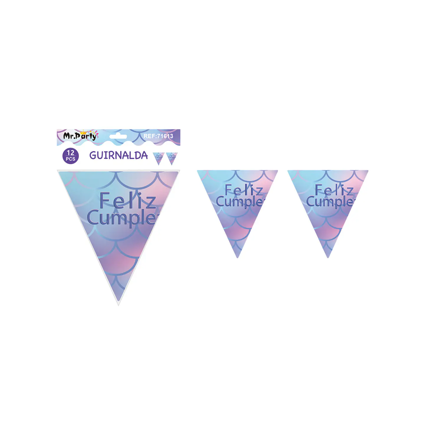 Banderín triangular sirena escamas 6pcs 1