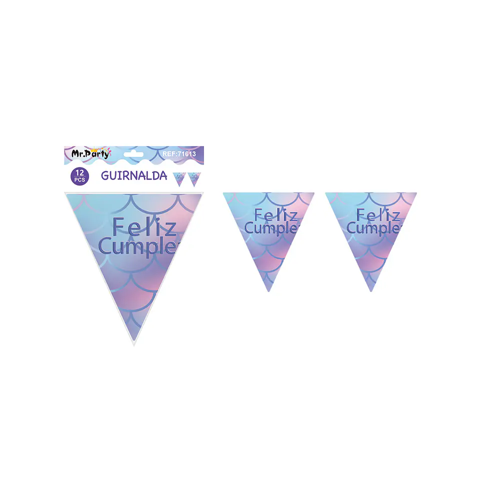 Banderín triangular sirena escamas 6pcs 1