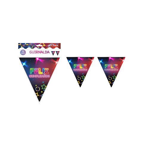 Banderín triangular luces neón 6pcs