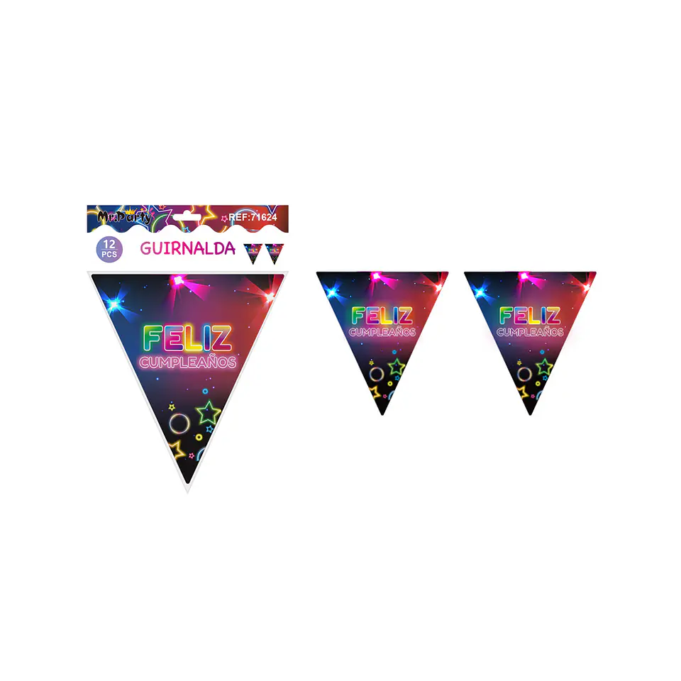 Banderín triangular luces neón 6pcs 1