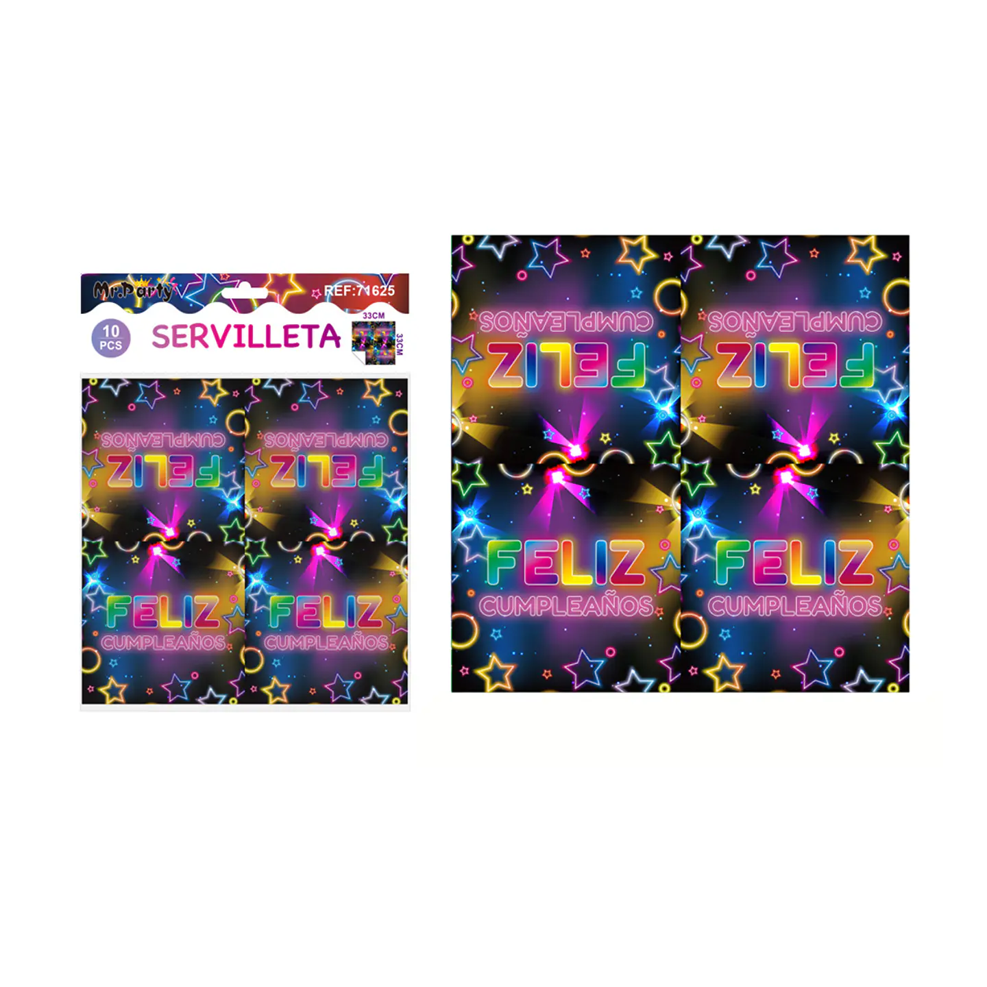 Servilletas luces neón 33*33cm 10pcs 1