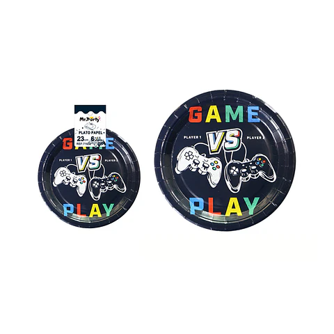 Platos de papel control de videojuegos 23cm 6pcs