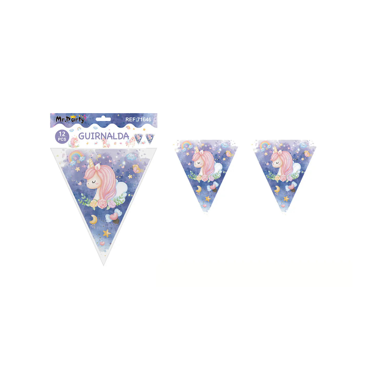 Banderín triangular unicornio 6pcs 1