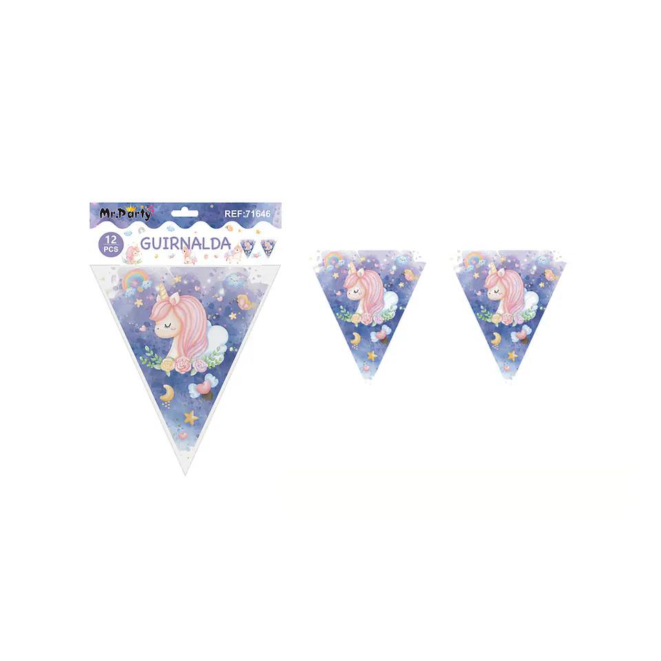 Banderín triangular unicornio 6pcs 1