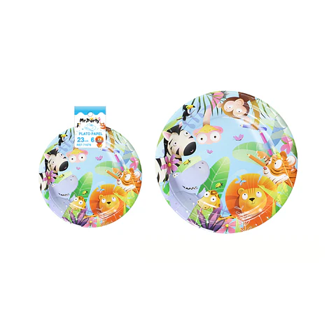 Platos de papel animales 23cm 6pcs