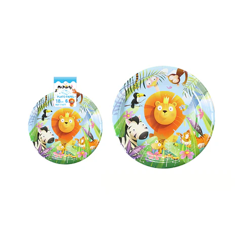 Platos de papel animales 18cm 6pcs