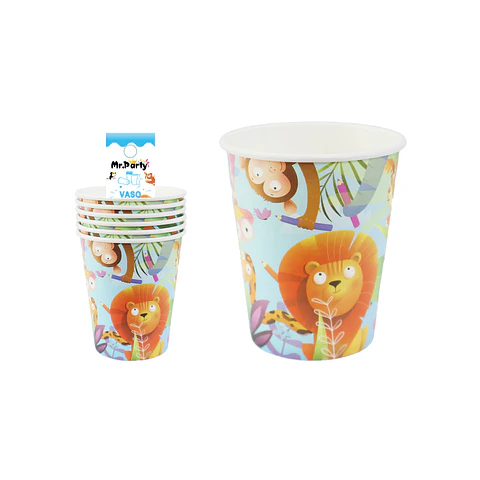 Vasos de papel animales 6pcs
