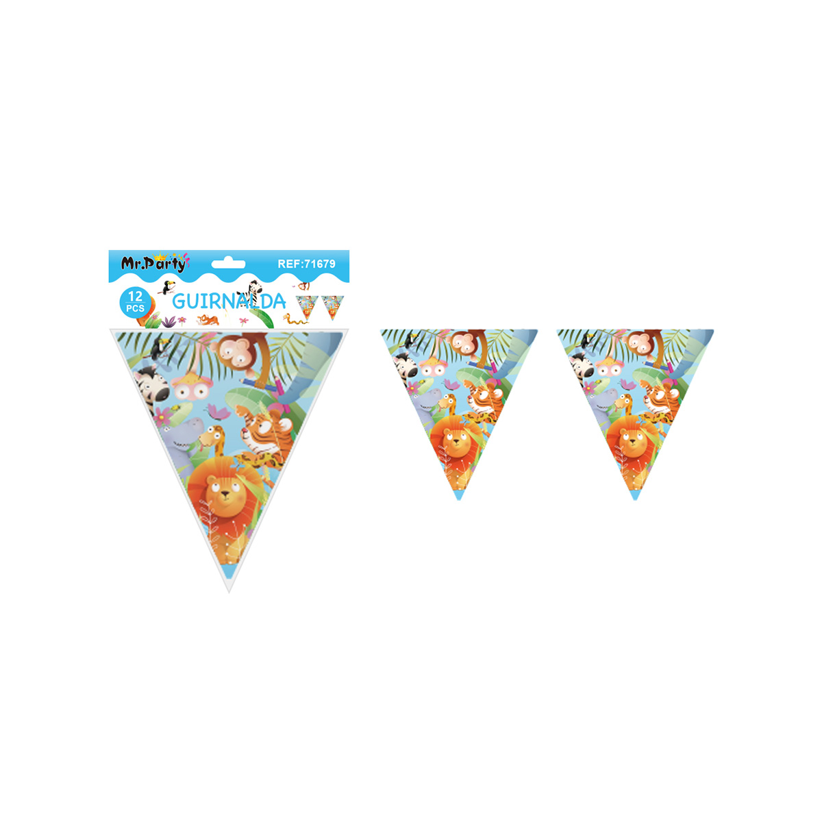 Banderín triangular animales 6pcs