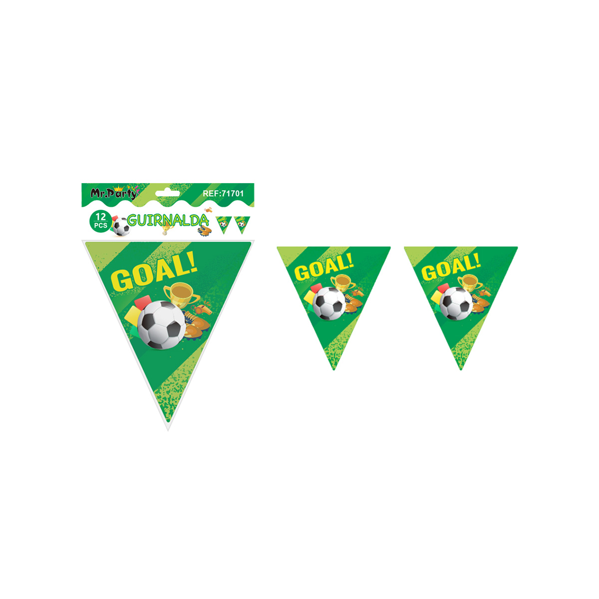 Banderín triangular fútbol 6pcs