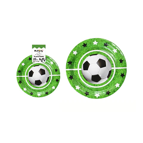 Platos de papel fútbol 23cm 6pcs