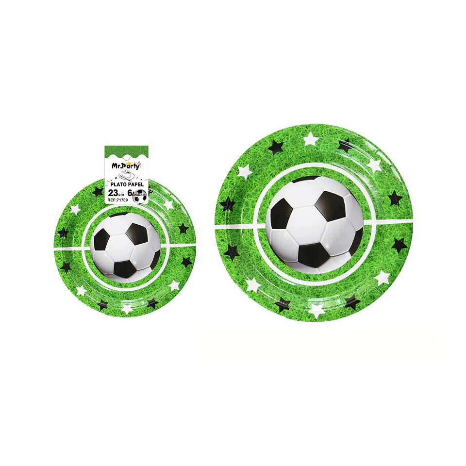 Platos de papel fútbol 23cm 6pcs 1
