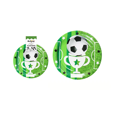 Platos de papel fútbol 18cm 6pcs