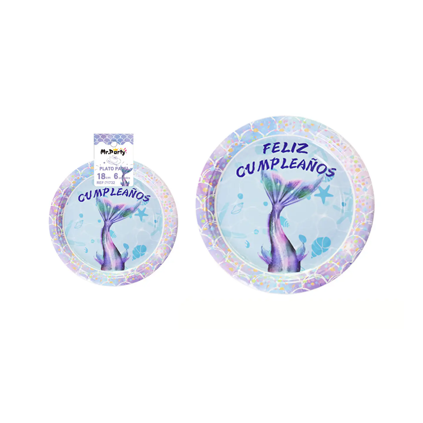 Platos de papel sirena 18cm 6pcs 1