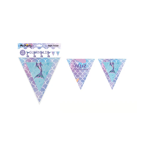 Banderín triangular sirena 6pcs
