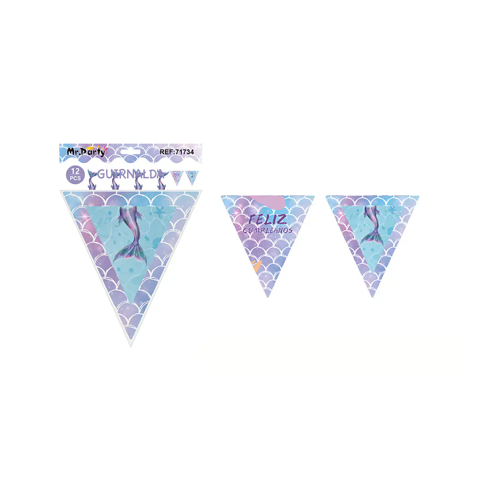 Banderín triangular sirena 6pcs 1