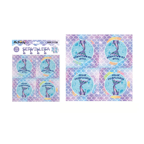 Servilletas sirena 33*33cm 10pcs