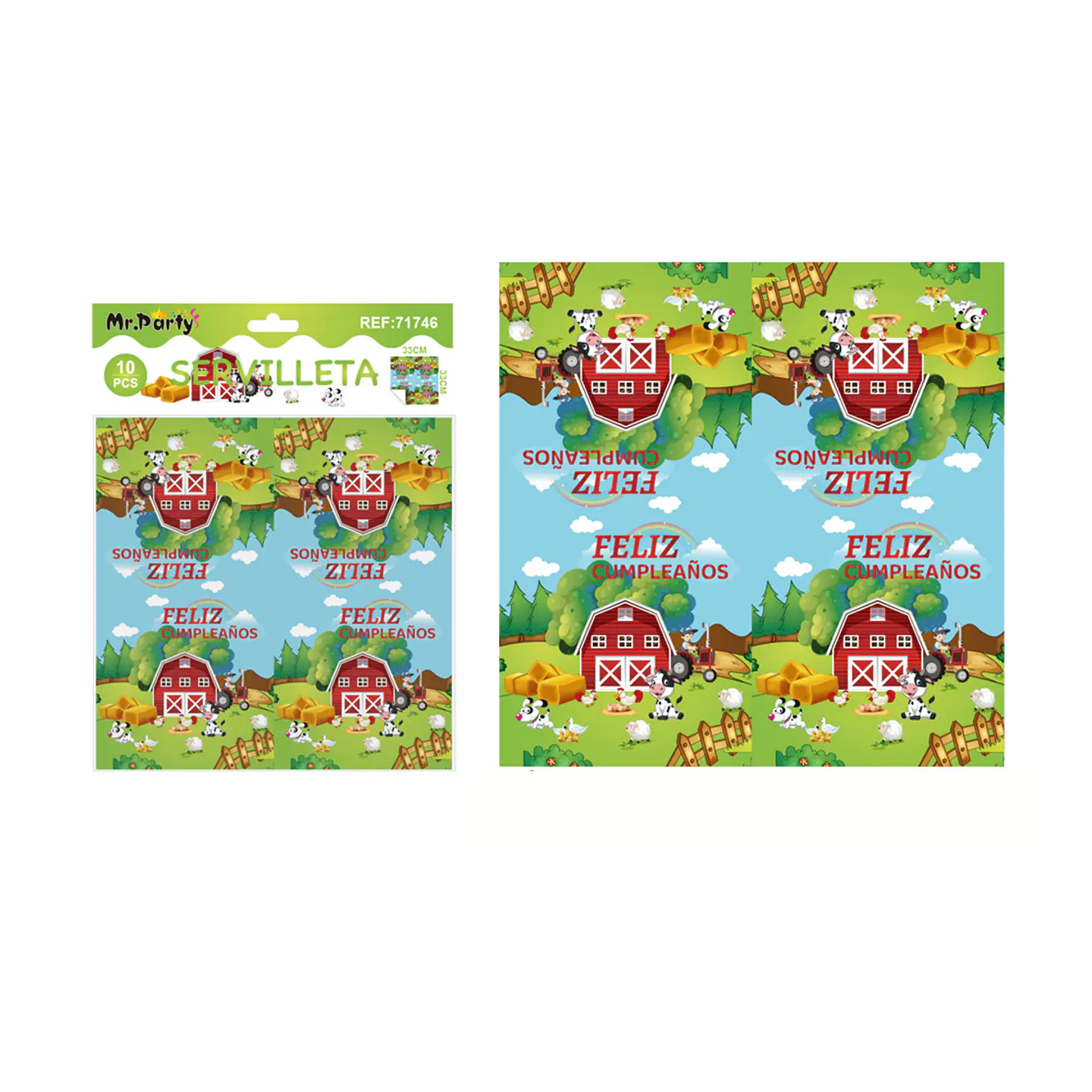 Servilletas granja feliz cumpleaños 33*33cm 10pcs 1