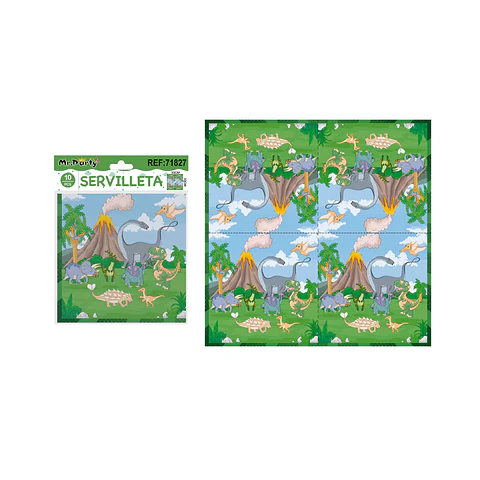 Servilletas de papel dinosaurios 33*33cm 10pcs