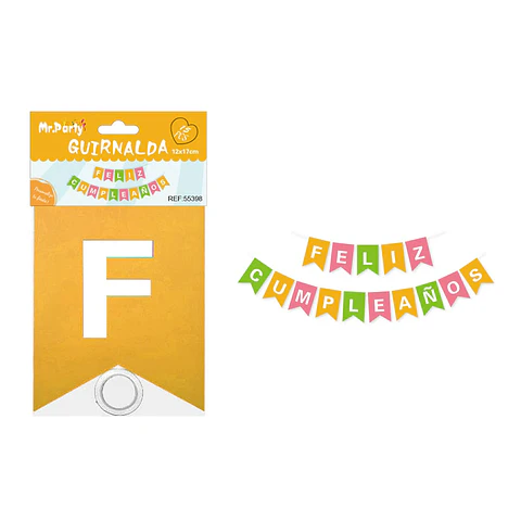 Guirnalda feliz cumpleaños multicolor 12*17cm 5M
