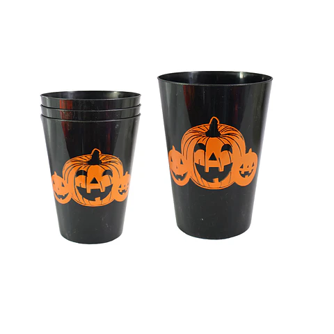 Vasos negros de plástico con calabaza 3pcs 9*13cm
