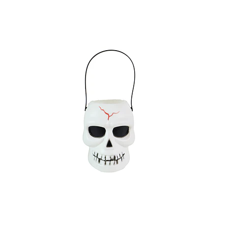 Cubo de calavera blanco Halloween 13*11*15cm
