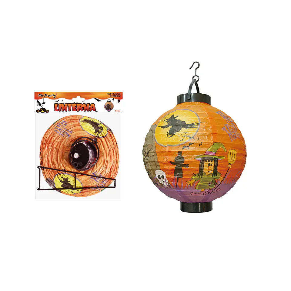 Linterna de papel Halloween con caja de pilas (8 pulgadas/20cm) 1