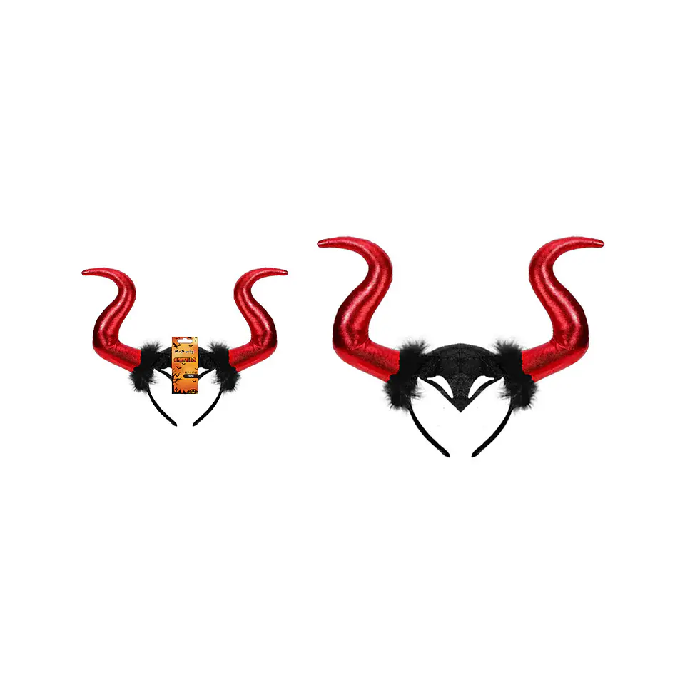 Cintillo de cuerno curvado Halloween con pluma Color Aleatorio 1