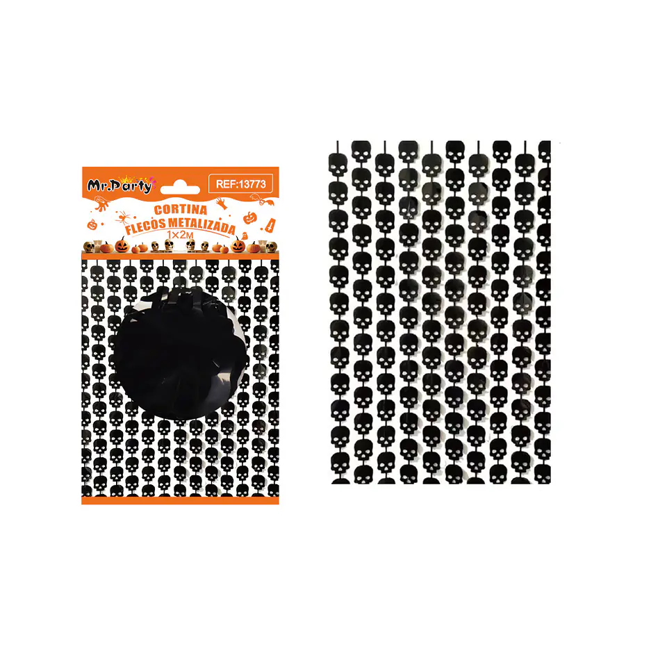 Cortina Halloween calavera negra 1*2M 1