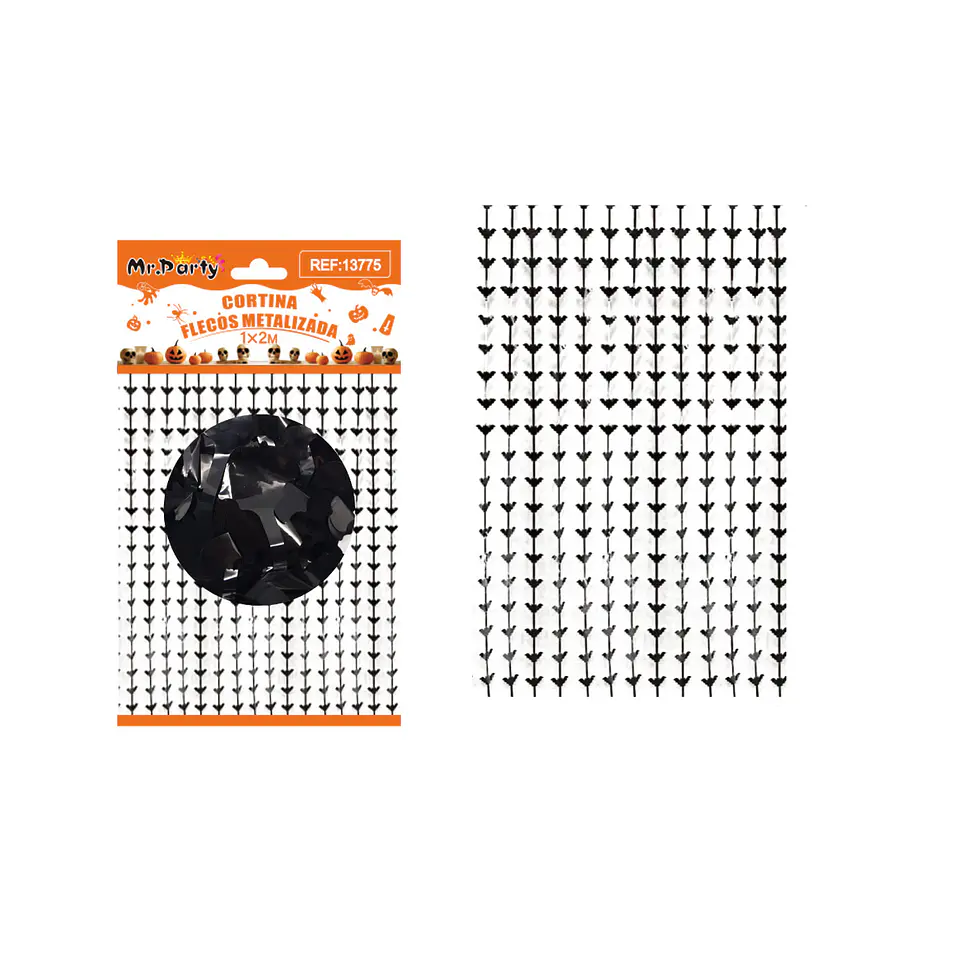 Cortina Halloween murciélago negro 1*2M 1