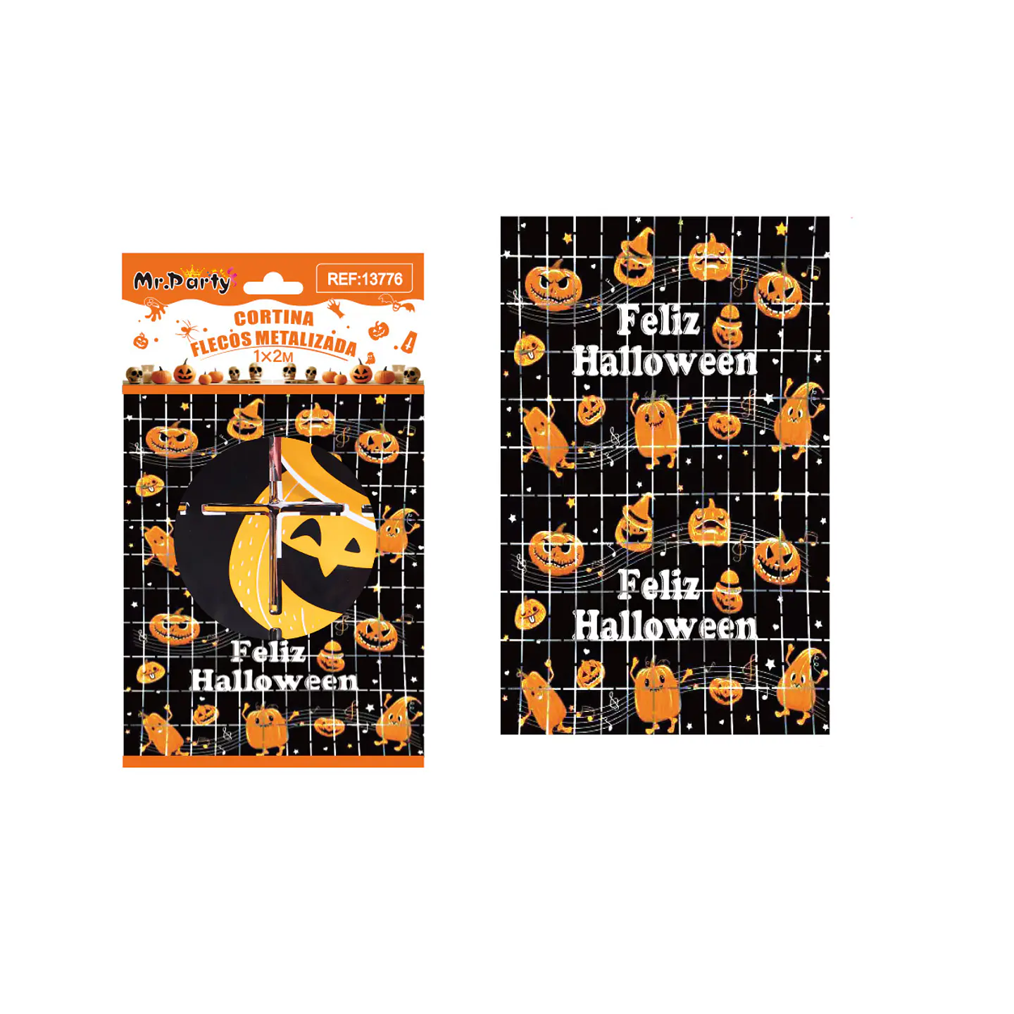 Cortina cuadrada Halloween negro 1*2M 1