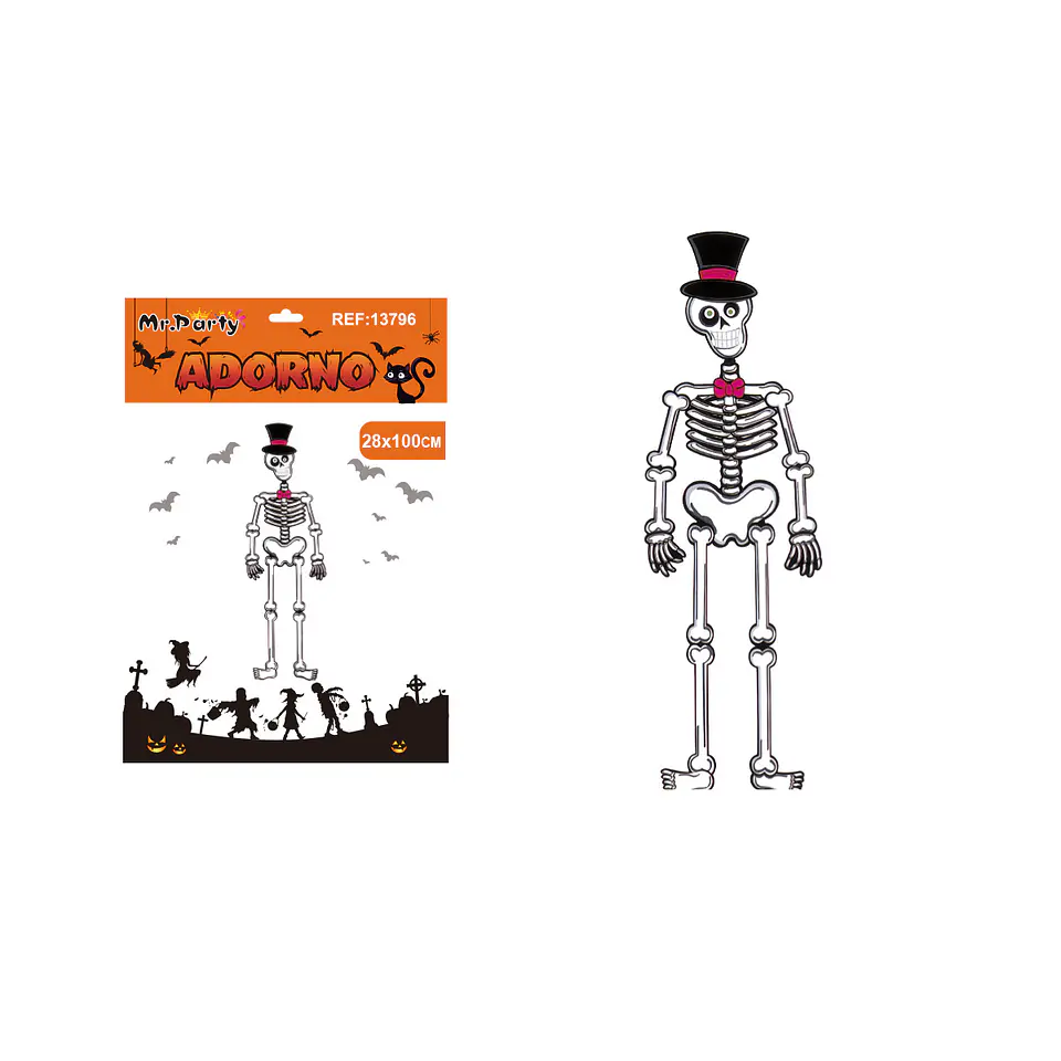 Adorno colgante Halloween esqueleto con sombrero 28*100cm 1