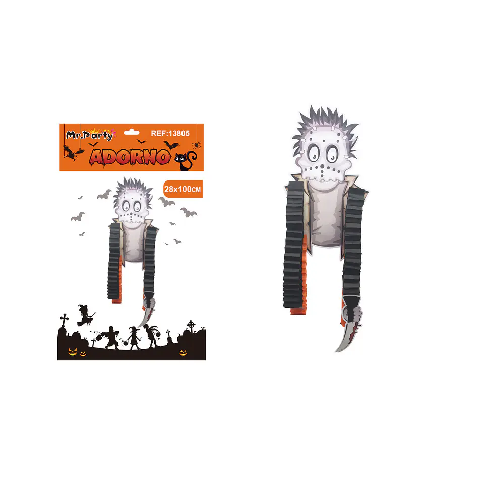 Adorno colgante figura bruja con cuchillo Halloween 28*100cm 1