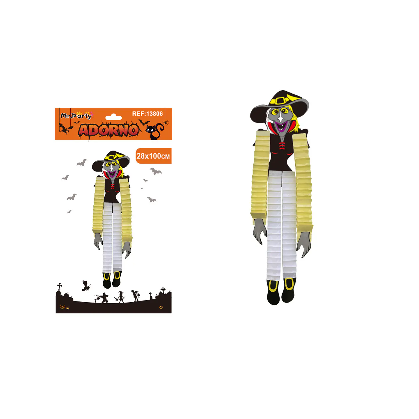 Adorno colgante figura bruja Halloween 28*100cm 1