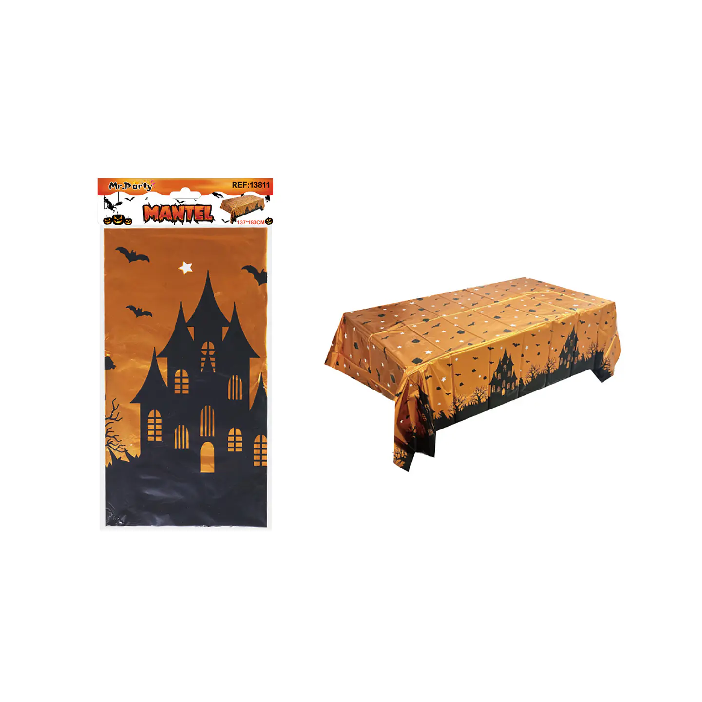 Mantel aluminio castillo Halloween 137*183cm 1
