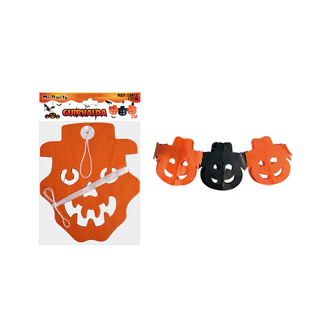 Guirnalda Halloween sombrero naranja con calavera 3M