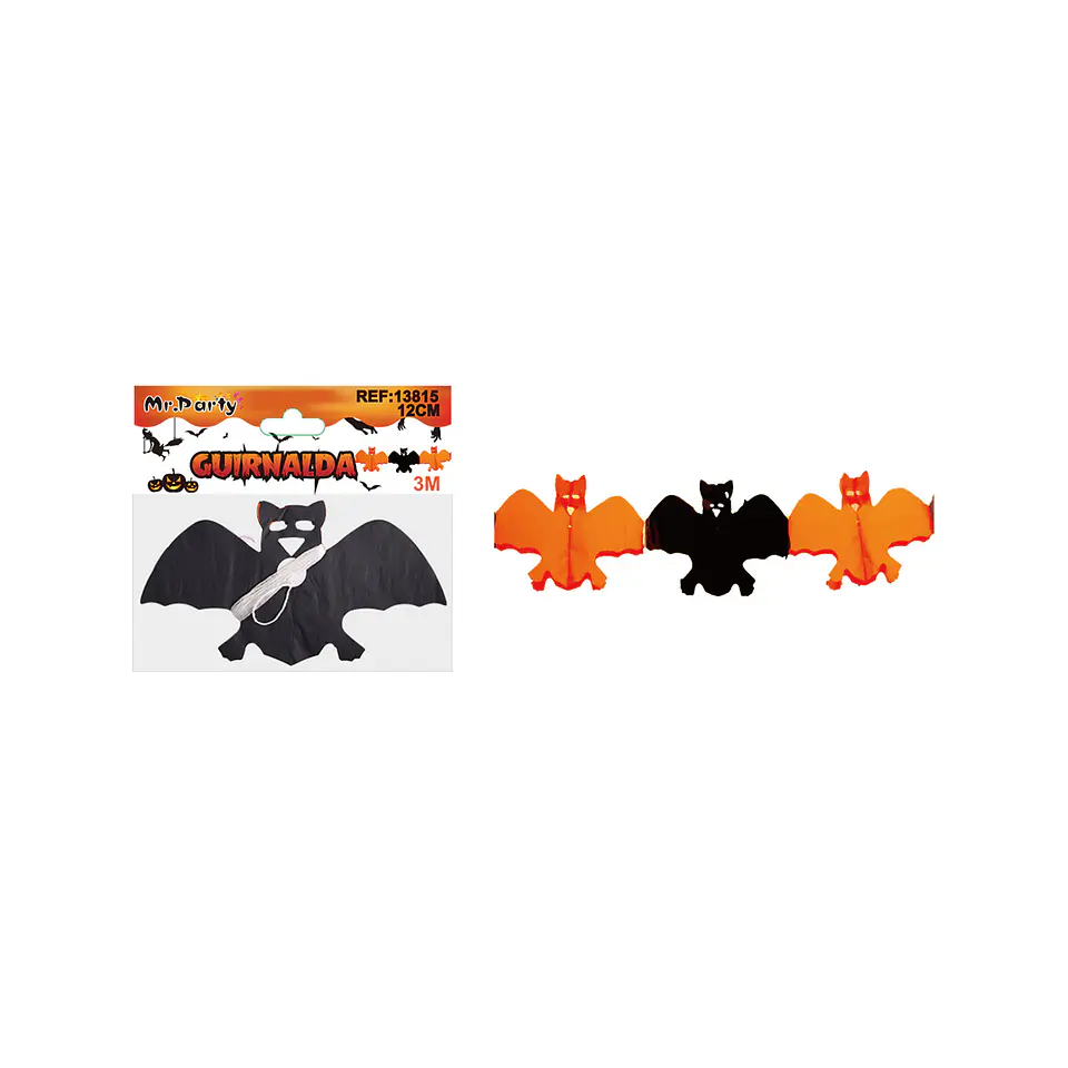 Guirnalda Halloween murciélago naranja y negro 3M 1