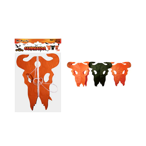 Guirnalda Halloween cabeza toro naranja y negro 3M